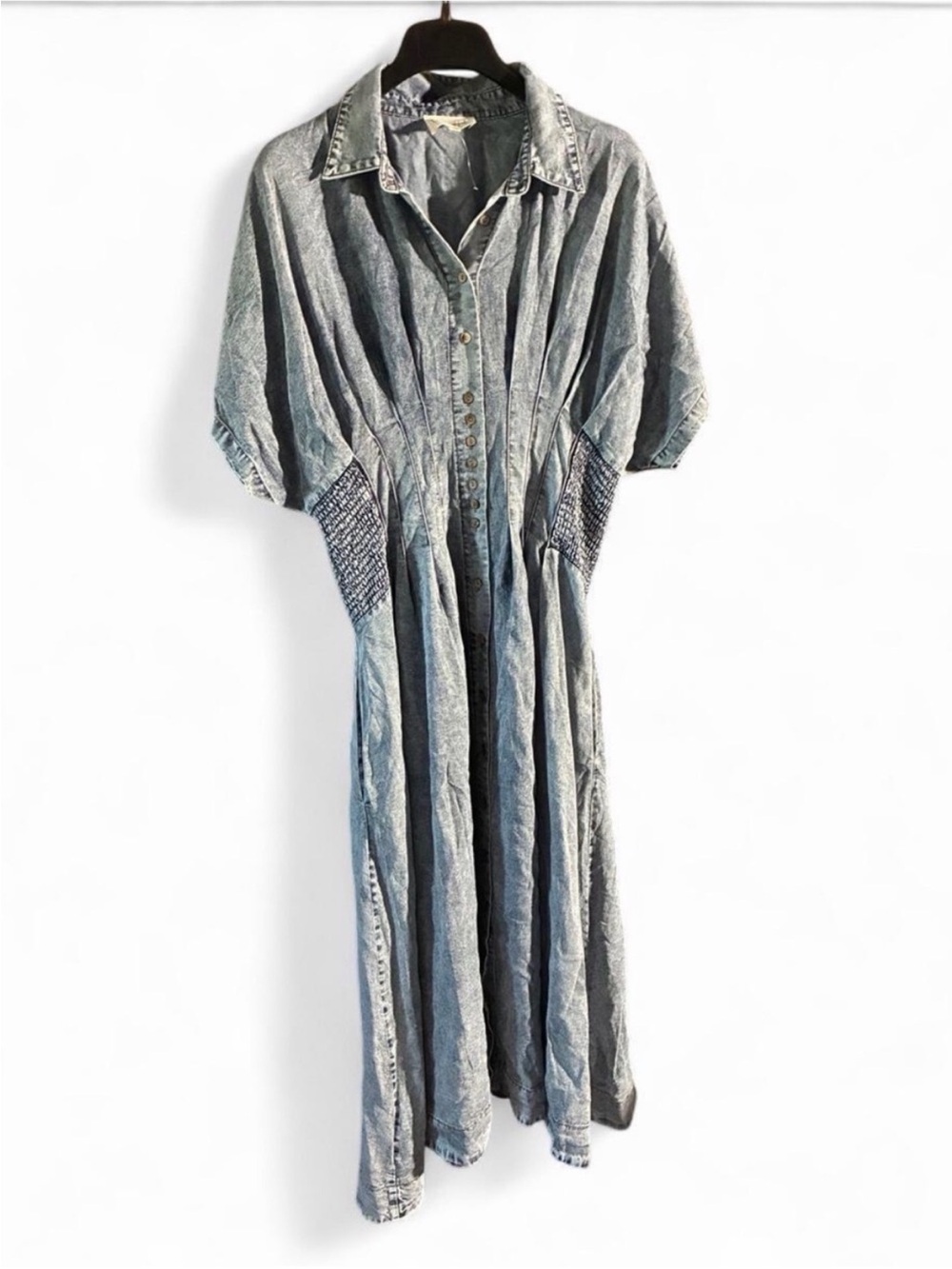Oli & Hali Washed Blue Button-Front Maxi Dress